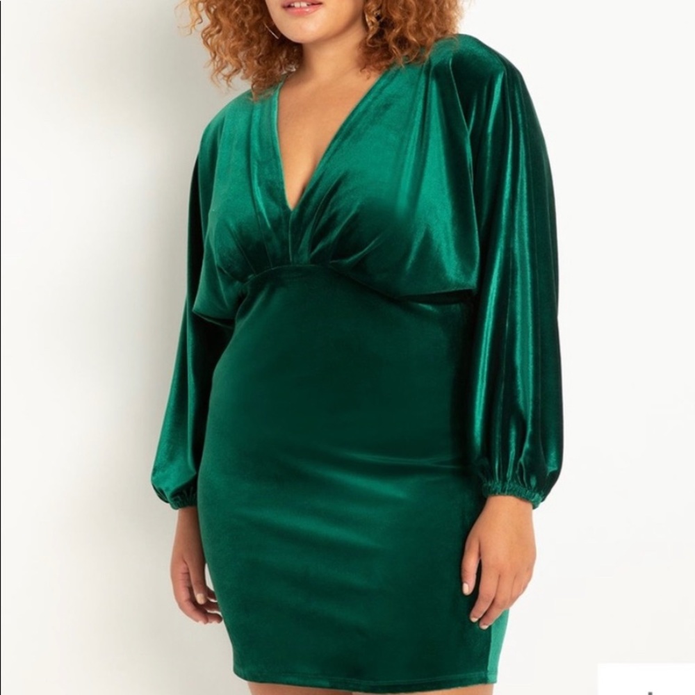 Eloquii Green Velvet Dress
